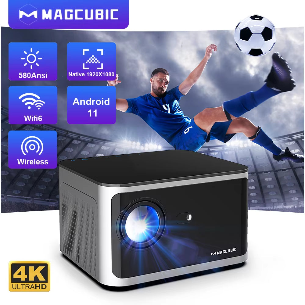 Transform Your Home Entertainment with the 4K Android 11 Smart Projector – Stunning 580ANSI Brightness and Voice Control for Ultimate Viewing Experience