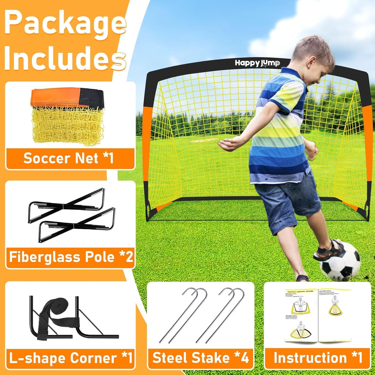 Soccer Net Kids Portable Soccer Goal for Backyard Training