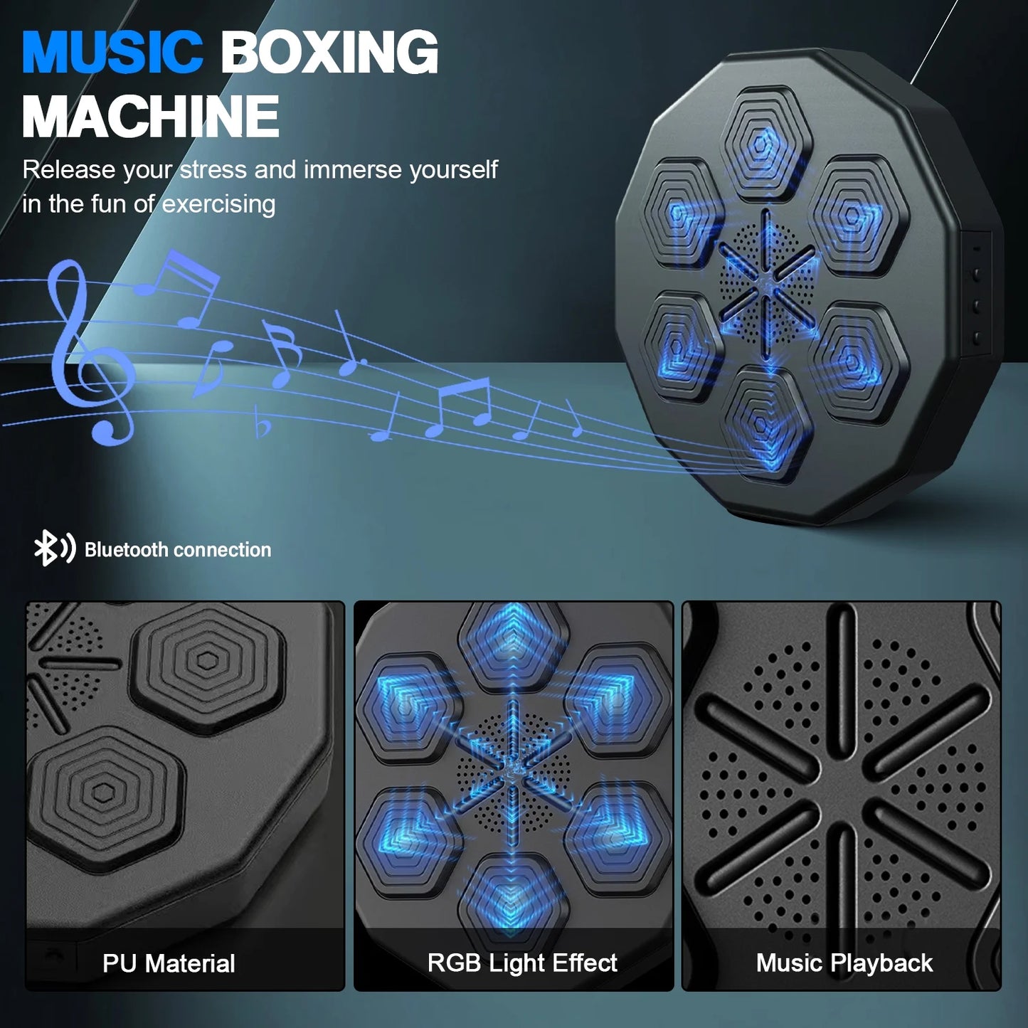 Revolutionize Your Workout with the Smart Music Boxing Machine – Wall-Mounted Punching Pad with Bluetooth Connectivity and Boxing Gloves!